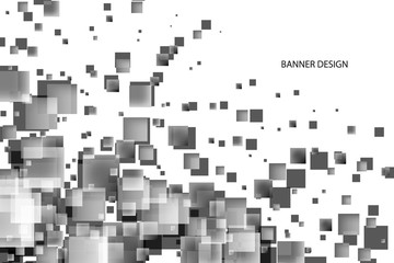  Abstract background of gray squares shapes. Geometric brochure template design.