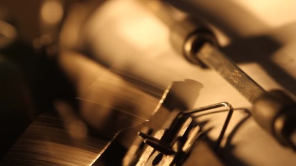 close up typewriter type blank sign on white paper. Backlight