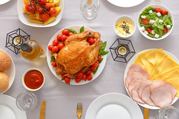 Table set for big family dinner