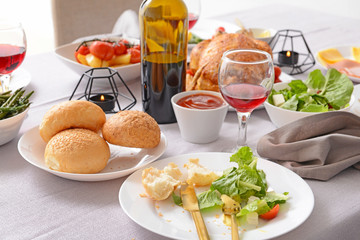 Table set for big family dinner