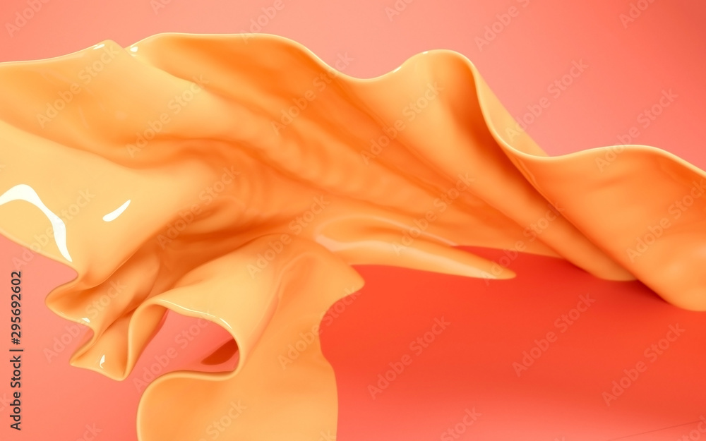 Poster 3d rendering illustration of soft cloth yellow material on flat background. horizontal format wallpa