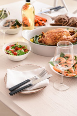 Table set for big family dinner