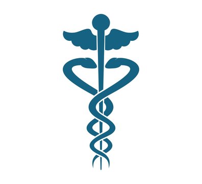 medical snake health symbol. Medical snakes wings wand as medicine system and health care concept. Medical symbol icon