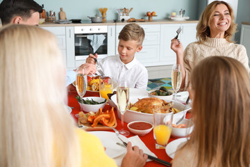 Big family having dinner at home