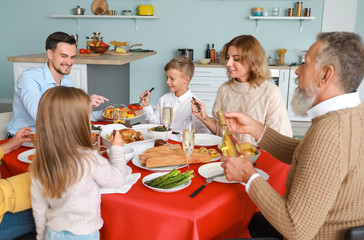 Big family having dinner at home