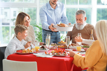 Big family having dinner at home