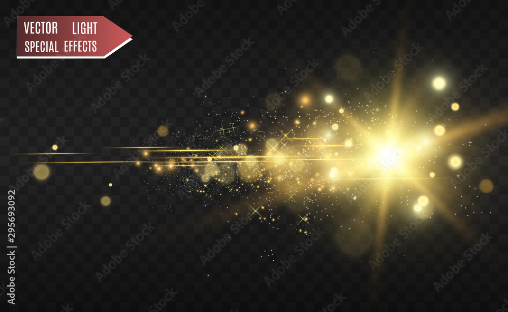 Aufkleber beautiful golden vector illustration of a star on a translucent background with gold dust and glitte
