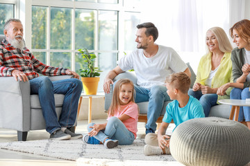Big family resting together at home