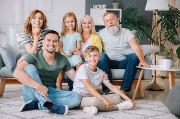 Portrait of big family at home