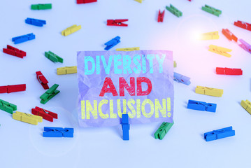 Writing note showing Diversity And Inclusion. Business concept for range huanalysis difference...