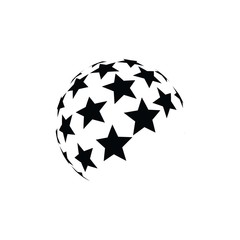 Soccer ball icon. Abstract logo with black stars.