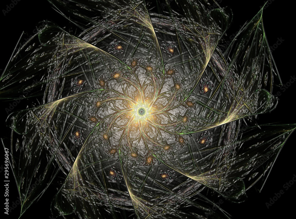 Poster abstract fractal color background with crossing circles and oval. motion illustration.