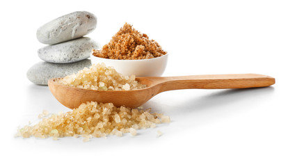 Composition with spa items on white background