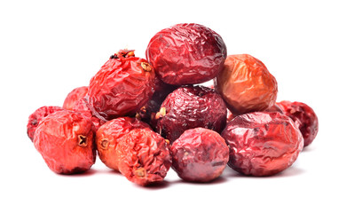 Freeze dried cranberries isolated on white background. Close-up.