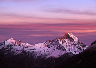 Mount Machapuchare, also called Fishtail, view from Annapurna Base Camp, Nepal Himalaya