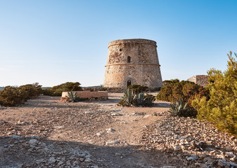 Rovira den tower or Compte tower, on the island of Ibiza, Spain. Located near Sant Agustì d'Es...