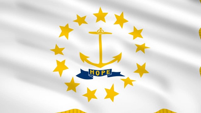 Rhode Island USA flag waving in the wind