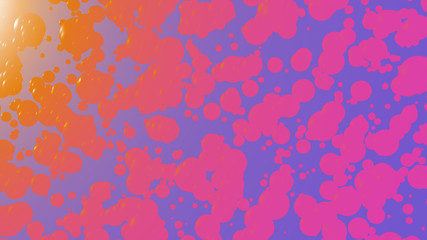 Abstract color background. The transition from volume to a flat style. Balls in the air. 3D render. Purple, orange.
