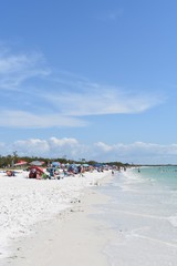 Busy beach and sea in the summer