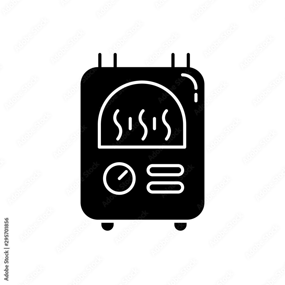 Sticker central heating glyph icon. utility service. building heat equipment. silhouette symbol. negative sp