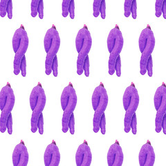 Violet ugly carrots pattern on a white background. Ugly vegetables concept.