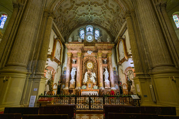 Naklejka premium Chapel in the Cathedral of Malaga (Basilica de la Encarnacion), Andalusia, Spain. June-25-2019