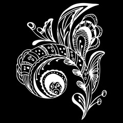 Summer tropical leaf. Floral botanical flower isolated on black background. Hand drawn vector illustration. Botanical hawaii nature. Tropical leaf palm icon. Hawaiian vector tattoo illustration