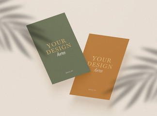 Business cards realistic. Shadow overlay effects. Leaf Shadows. Vector shadow silhouette effect.