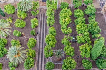Courtyard of Mosque–Cathedral (Mezquita-Catedral) of Cordoba called Patio de los Naranjos, Spain