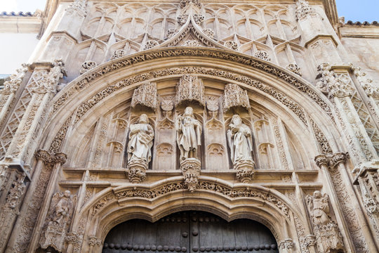 Gothic portal of the forer Hospital of San Sebastian in Cordoba, Spain