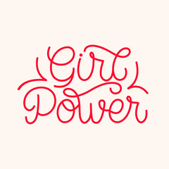 Hand drawn lettering card. The inscription: Girl power. Perfect design for greeting cards, posters, T-shirts, banners, print invitations.Monoline lettering.