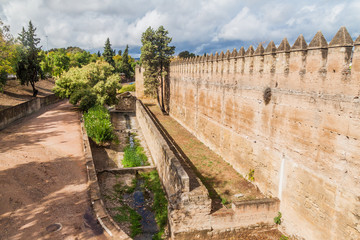 Fototapeta na wymiar Fortification walls of Alcazar in Cordoba, Spain