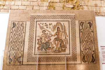 CORDOBA, SPAIN - NOVEMBER 5, 2017: Mosaics in Alcazar de los Reyes Cristianos in Cordoba, Spain