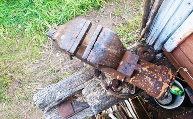 Old vise. View from above.