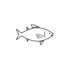 Fish, food, sea icon. Vector illustration, flat design.