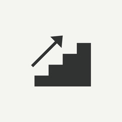 Stairs, stairwell, up icon. Vector illustration, flat design.