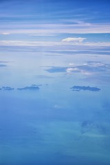 Phuket Thailand aerial drone bird's eye view photo of tropical sea, Indian Ocean, coast with Beautiful island south of Bangkok in the  Andaman Sea, near the Strait of Malacca. Asia. 