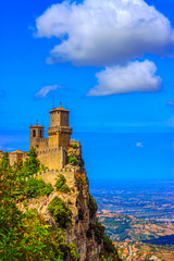 Scenic view of the Guaita Fortress (Prima Torre or La Rocca), San Marino