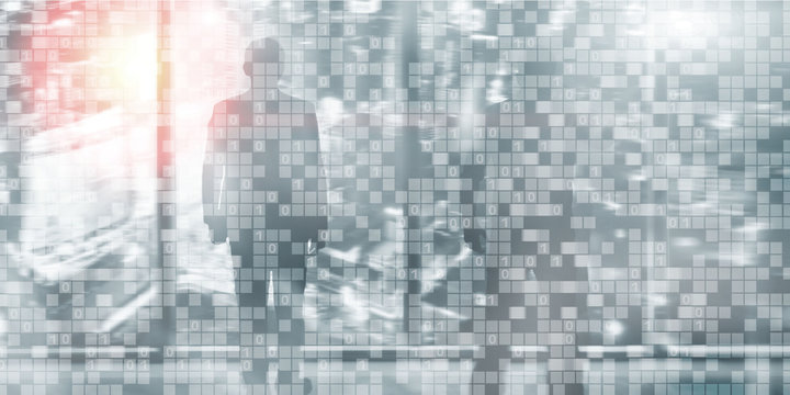Digital Binary Code Business background. Matrix Abstract futuristic wallpaper.