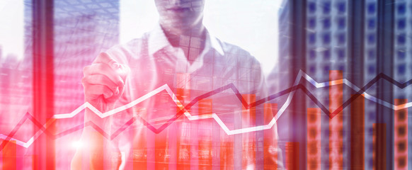 Orange trading charts. Stock exchange concept. Wallpaper.