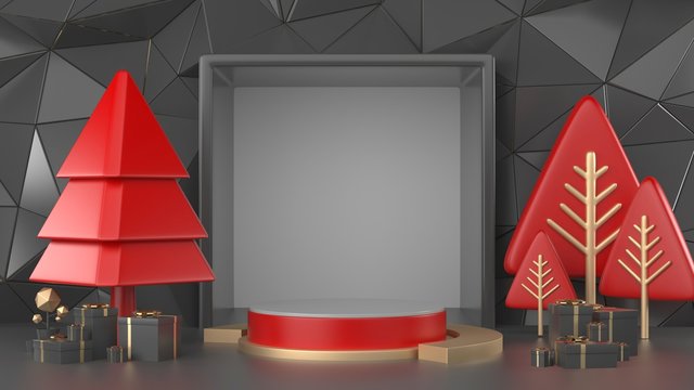 3d render image of christmas scenes using black red and gold