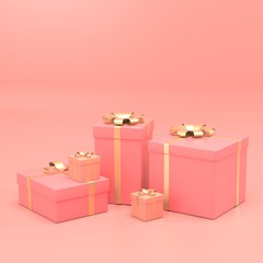 3d render image of pink colorful gift box for celebrete on special day