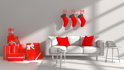 3D illustration of Christmas interior