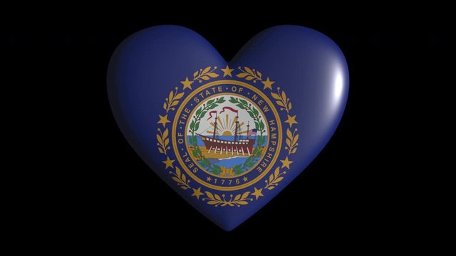New Hampshire heart pulsate isolate on transparent background, protes 4444 footage with alpha channel, loop