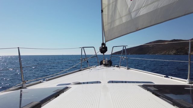front and sail of a sailing yacht