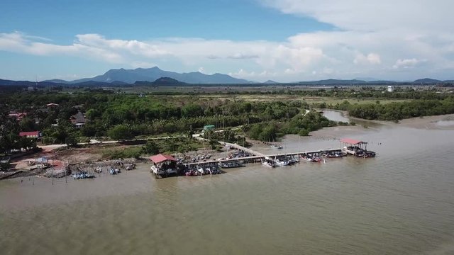 Fly over fishing jetty at Kuala Muda, Kedah Darul Aman.