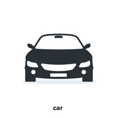 Obraz premium flat vector image on a white background, car icon in the form of a silhouette in black