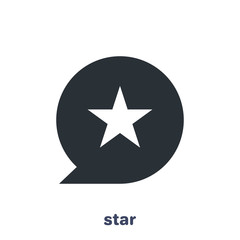 flat vector image on white background, message icon with a star in the center, like and rating