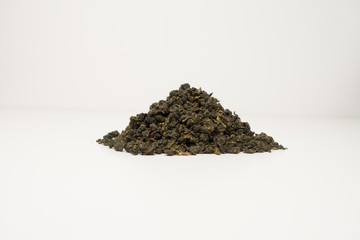 Varieties of tea. Herbal, black, green, puer, earthen tea. All this on a white background.