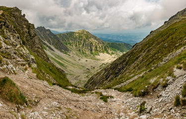 Mountain landscape, panorama of Panszczyca valley from Krzyzne pass, Tatra mountains, Poland